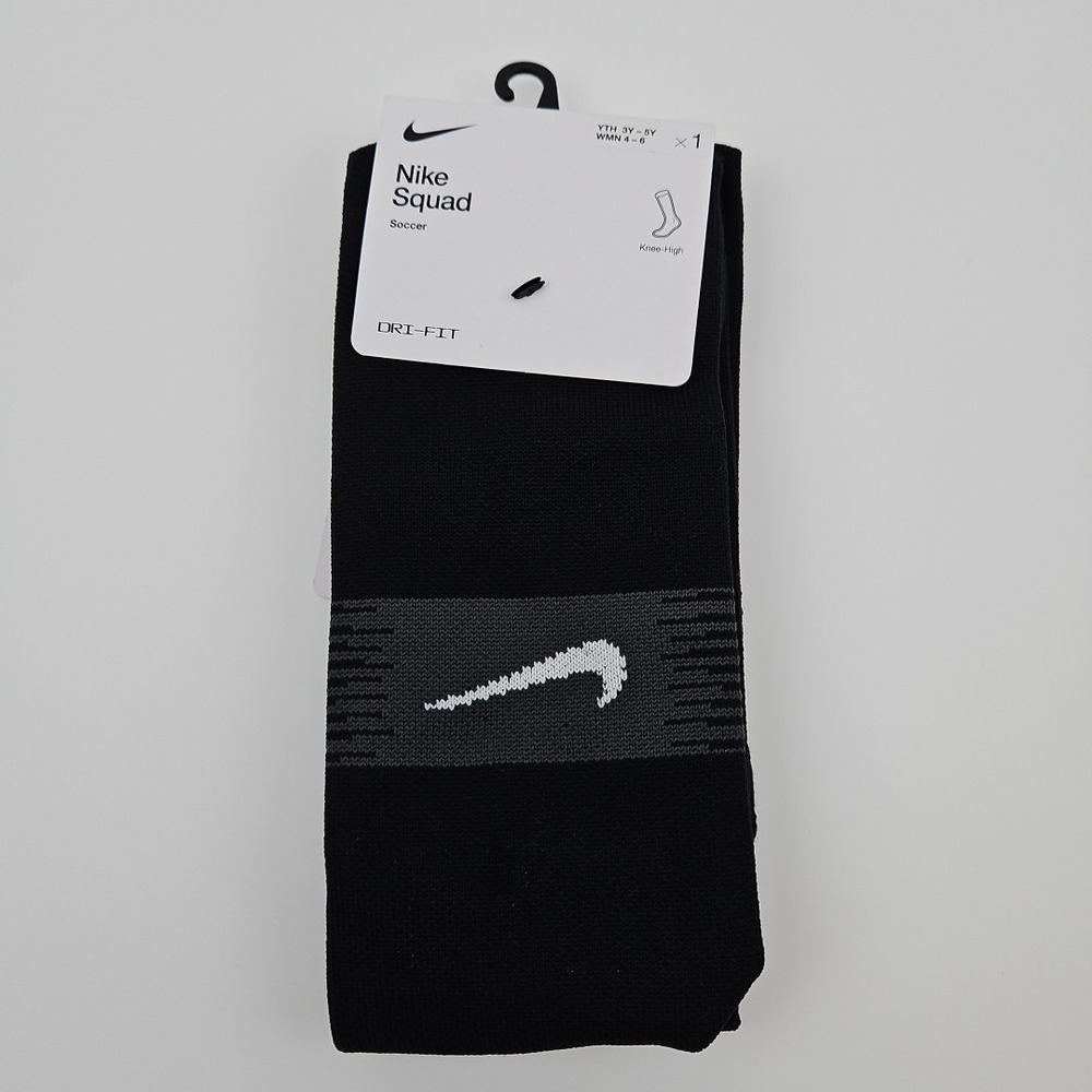 Nike Squad Soccer Socks Black Size S‎ Women's 4-6 / Youth 3Y-5Y SX6830-011 New